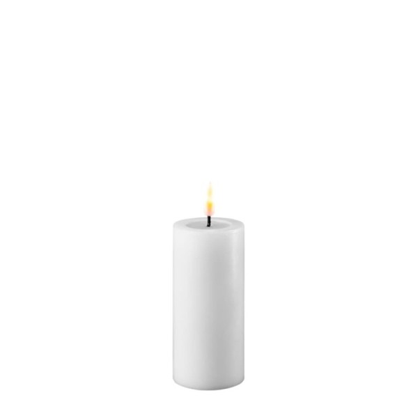 LED Stumpenkerze Echtwachs Real Flame weiss 10x5cm Batterie mieten Hochzeit, Feier