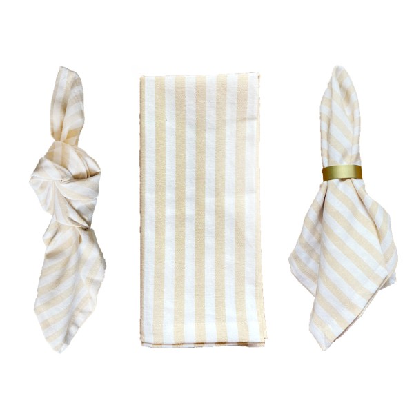 Serviette Leine Streifen beige | mieten für Hochzeit und Event