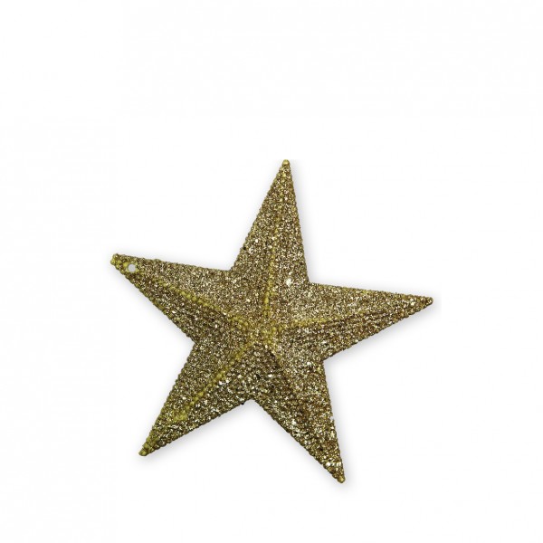 Stern gold 12cm zum Hängen | Verleih Weihnachstdeko, Weihnachtsbaum [mieten]