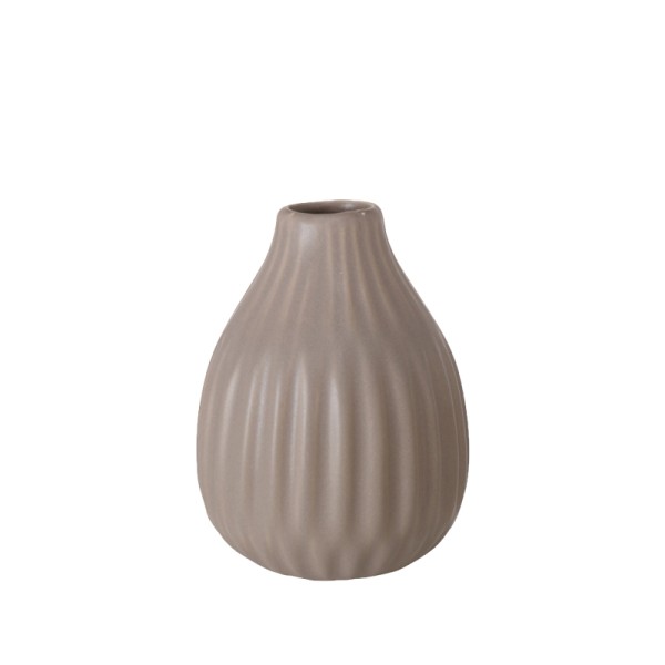 Vase Rille Keramik taupe - Style 1 mieten für Hochzeit, Feier, Event