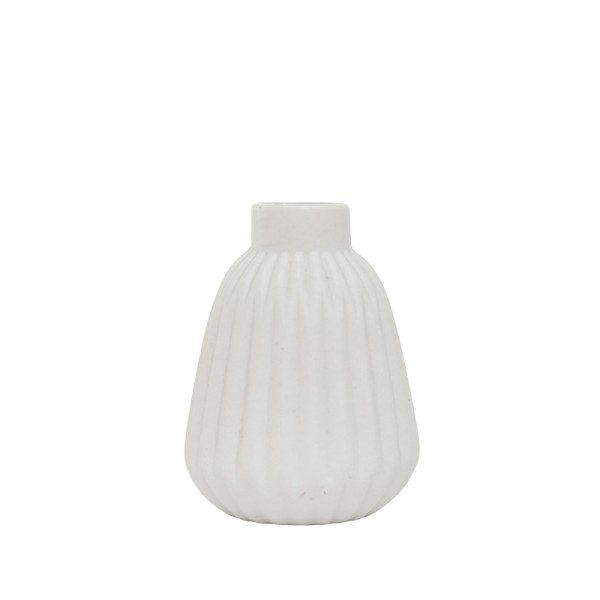 Vase Flaschenvase Rille Keramik weiss Mieten Tischdeko Hochzeit Feier 2