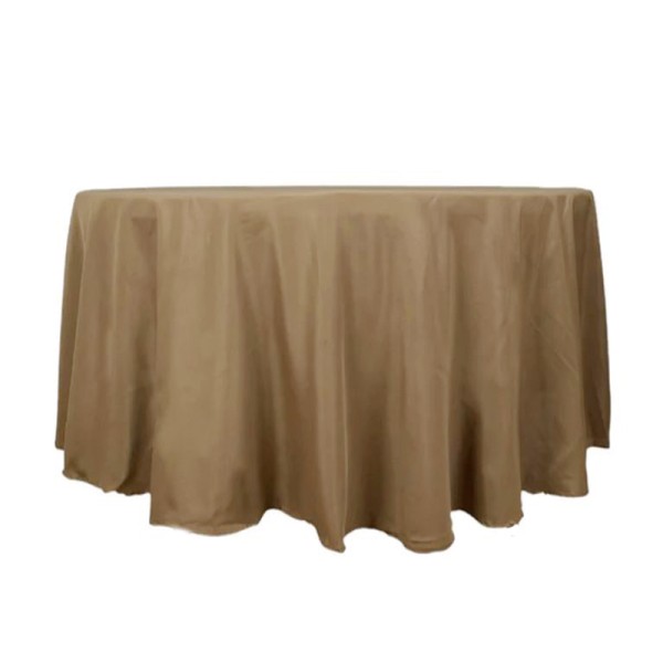 Tischdecke taupe rund 275 cm mieten Hochzeit, Event, Feier