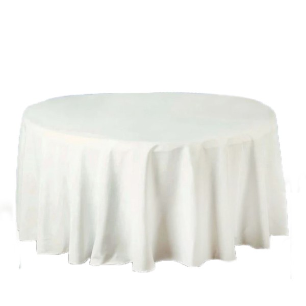 Tischdecke ivory rund 330 cm bodenlang Polyester mieten | Verleih Hochzeit, Feier, Event